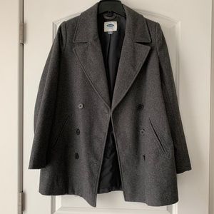 Grey Pea coat with buttons